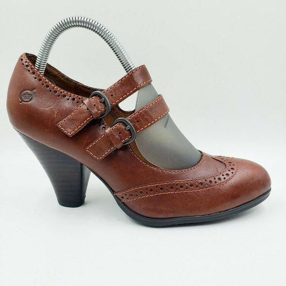 Born Brown Leather Wingtip Mary Jane 